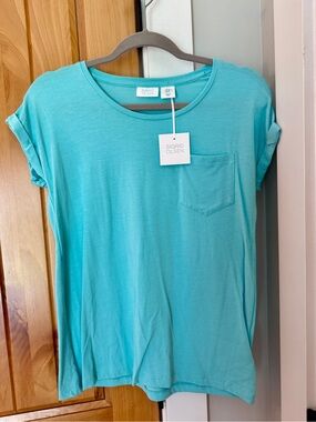 NWT Sigrid Olsen Modal Shirt Sleeve Pocket Tee With Stretch